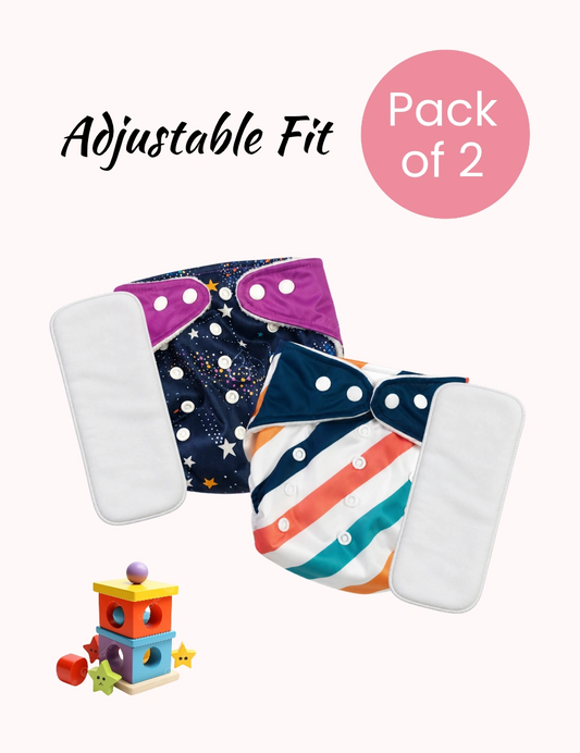 Premium Reusable Baby Cloth Diaper – Adjustable 5–17 kg | Pack of 2