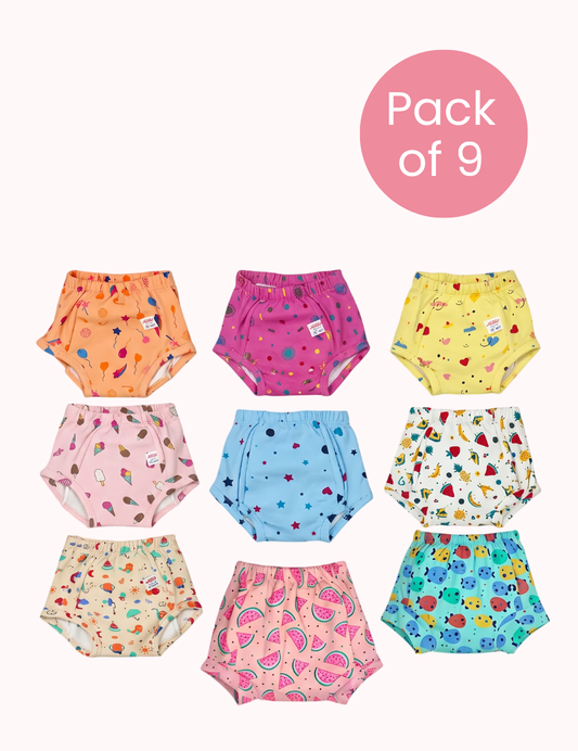 Tiny Smiles | Reusable Cloth Diapers | Pack of 9