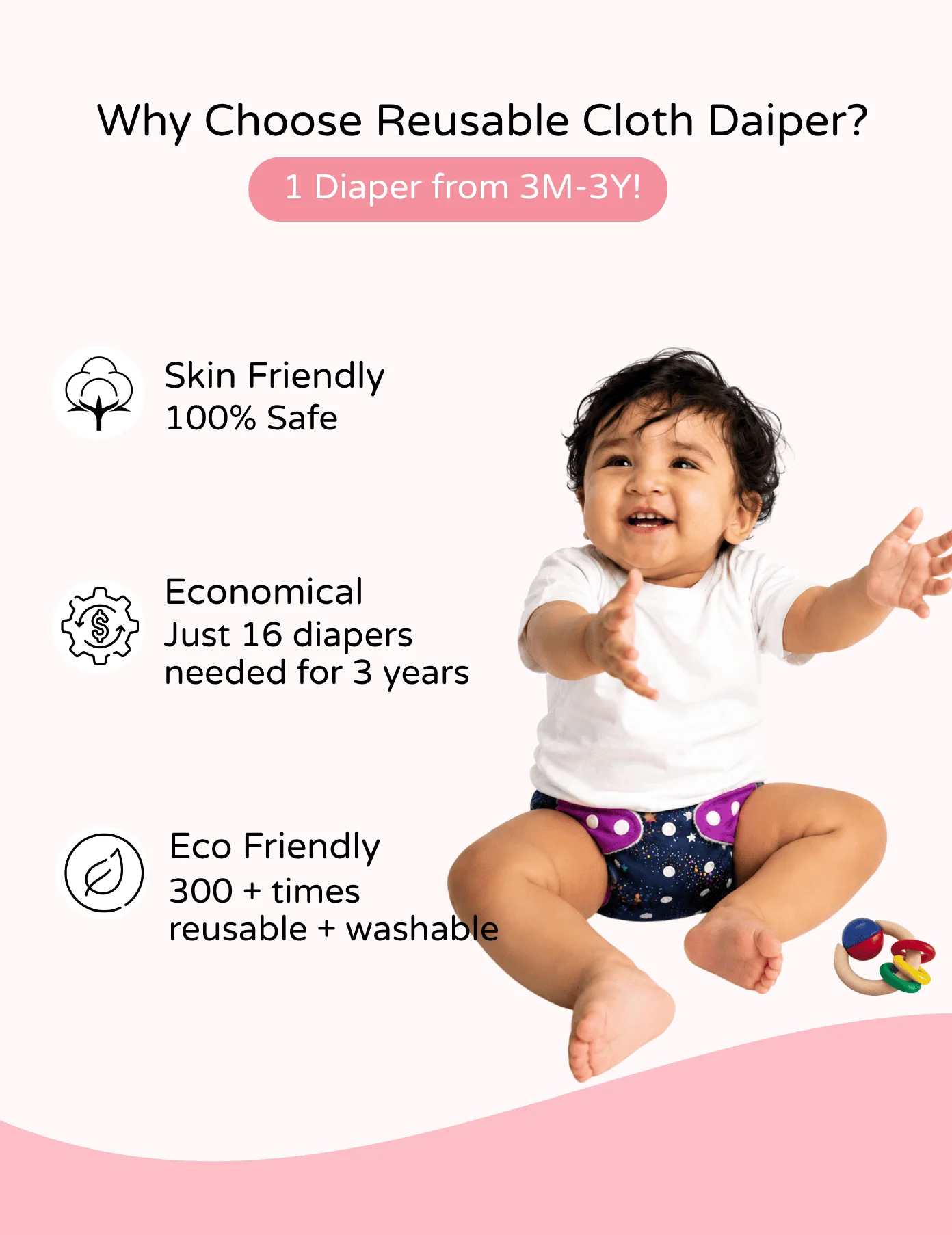 Premium Reusable Baby Cloth Diaper – Adjustable 5–17 kg